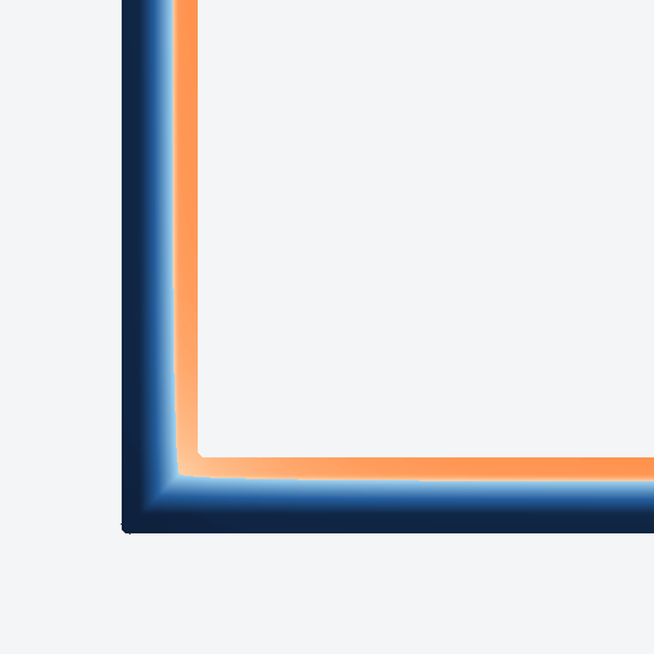 Thermal plot of the fused corner: the room-side glass stays orange, above the dew point, all the way around the corner